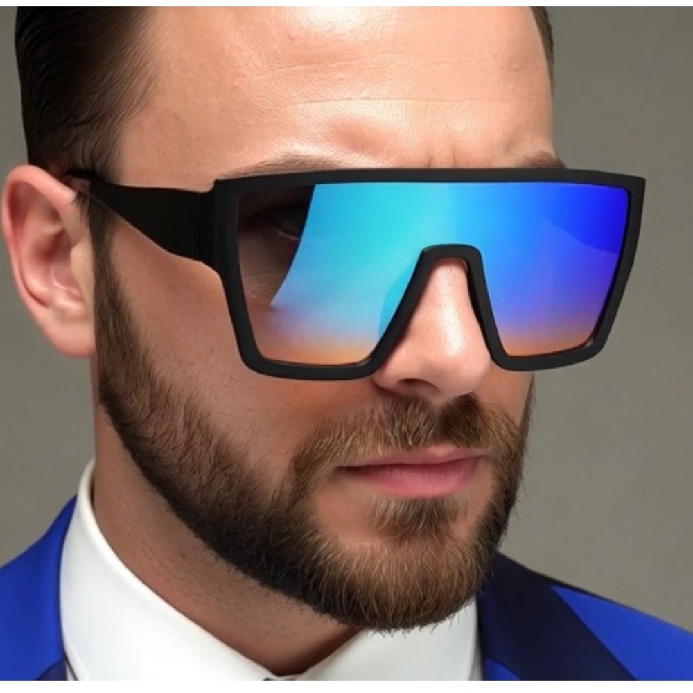 Sunglasses Blue Mirror Reflective Lens Trendy Party Beach Shades UV400 Protect